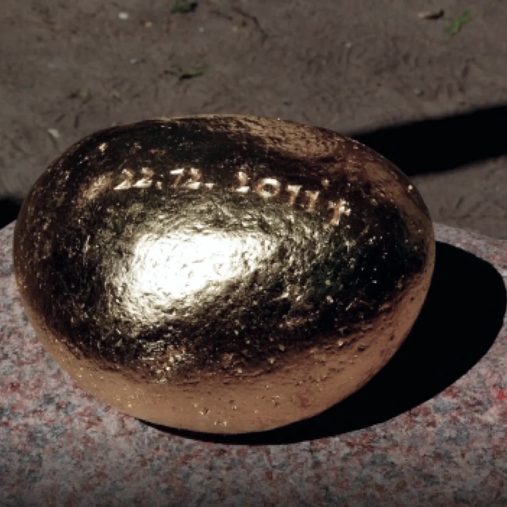 Detail eines schlichten Grabsteins mit feiner Oberfläche